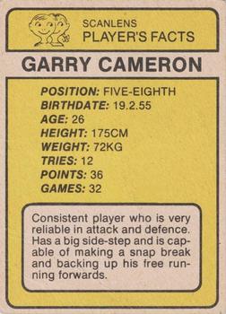 1981 Scanlens #57 Gary Cameron Back